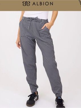 Albion Fit Black & White Gingham Joggers with Drawstring